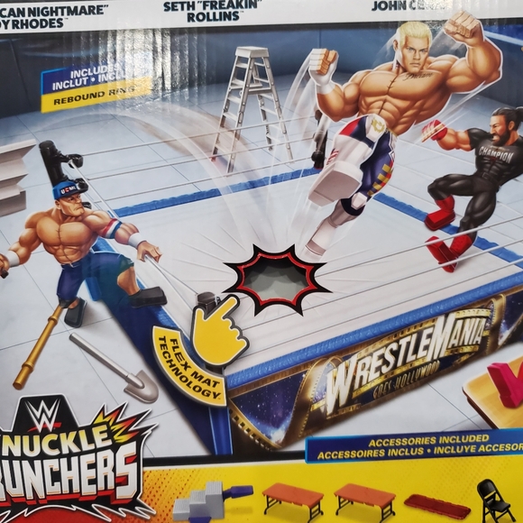 WWE Knuckle Crunchers Mini Mayhem Ring Bundle Playset Mattel NIB - Picture 10 of 12